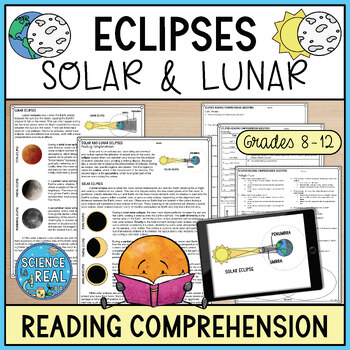 Preview of Lunar and Solar Eclipses Reading Comprehension and Questions Worksheets