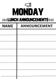 Lunch Announcement Forms