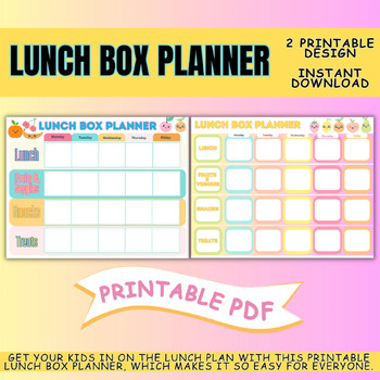 Preview of Lunch Box Planner and Printable, Meal Planning, Healthy Eating