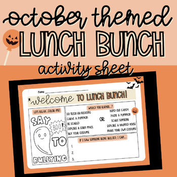 Preview of October Themed Lunch Bunch Activity Sheet
