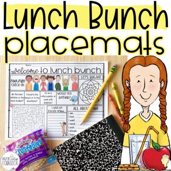 Preview of Lunch Bunch Placemat Activity, Icebreaker, In-Person & Digital Learning
