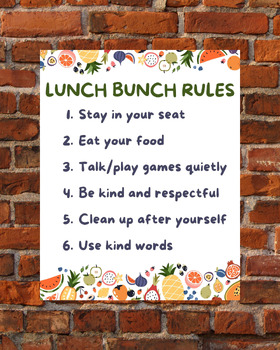 Preview of Lunch Bunch Rules Counseling Office All Grades School Counselor Psychologist