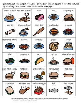Lunch Choice Board for Kids with Autism by Hailey Deloya | TpT