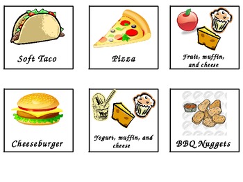 Preview of Lunch Choice's Made Easy (picture cards & names)
