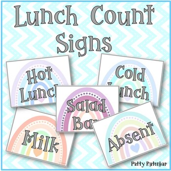 Preview of Lunch Count Signs BoHo Rainbow Theme