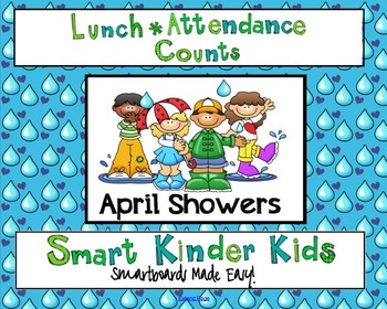 Preview of Lunch Count and Attendance for Smartboard - April Showers