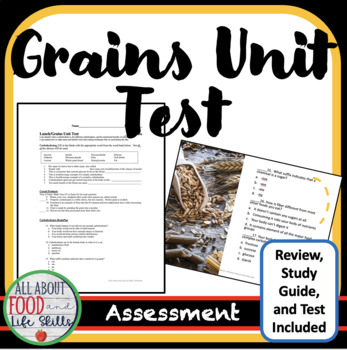 Preview of Grains  Review Study Guide and Test FACS FCS Culinary Arts