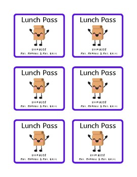 school lunch pass template