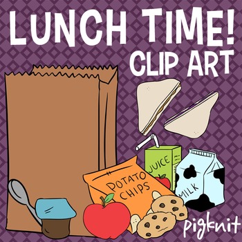 Preview of Lunch Time Food Clip Art with Brown Paper Bag
