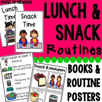 Preview of Lunch and Snack Time Visual Routine Reminder Charts and Read Alouds