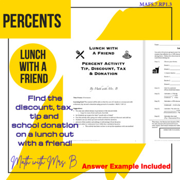 Preview of Lunch with a Friend: Percents