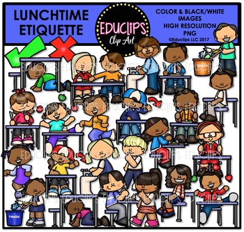 Preview of Lunchtime Etiquette Clip Art Bundle {Educlips Clipart}