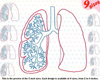 Preview of Lungs Outline Embroidery Design Machine biology Medic Organs Anatomy 203b