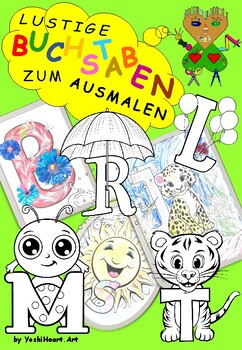 Preview of Funny Letter Coloring Pages German ABC