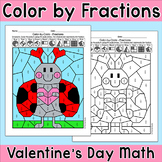 Ladybug Math Fractions Activity - Valentine's Day Color by