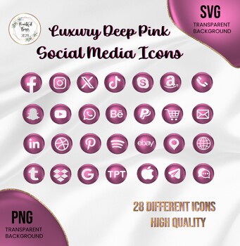 Preview of Luxury Deep Pink Social Media Icons