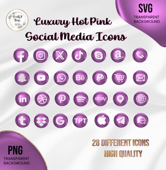 Preview of Luxury Hot Pink Social Media Icons