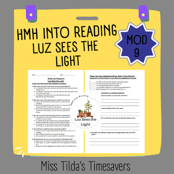 Preview of Luz Sees the Light - Grade 4 HMH Into Reading (Module 9)