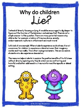 lying monster mini lesson creative therapy lesson plan