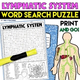 Lymphatic System Word Search Puzzle Human Body Systems Sci