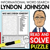 Lyndon Johnson Biography Word Search Puzzle Presidents' Da