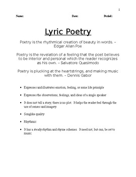 how to write a lyric poem for dummies