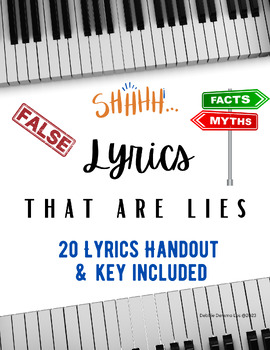 Preview of Song Analysis: Lyrics that are Lies-- Close Reading Trivia based on Song Lyrics