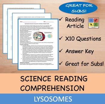 Preview of Lysosomes - Reading Passage and x 10 Questions (EDITABLE)