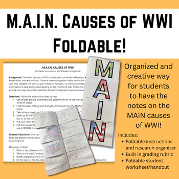 Preview of M.A.I.N. Causes of WWI Foldable