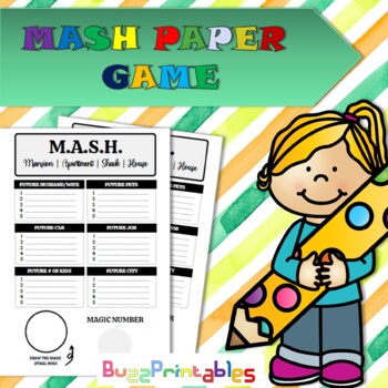 M A S H Classic Mash Game Activity Book With Boxes by BuzzPrintables