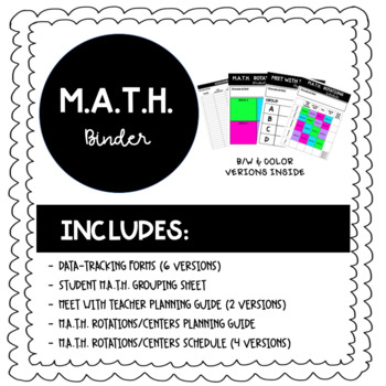 Preview of M.A.T.H. Centers Planning Binder (Centers/Rotations & Data Tracking Sheets)