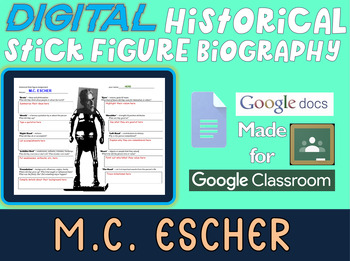 Preview of M.C. ESCHER Digital Historical Stick Figure Biography (MINI BIOS)