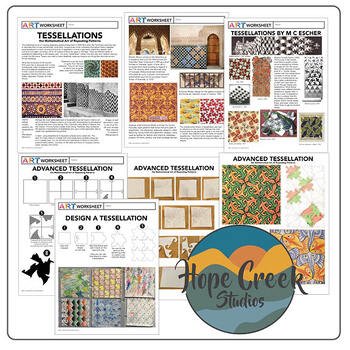 m c escher art math advanced tessellation design worksheet lesson