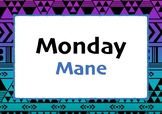 Māori Days of Week Bilingual (Transliterated) - Blue/Black