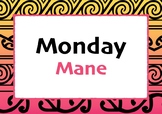 Māori Days of Week Bilingual (Transliterated) - Pink/Black