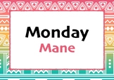 Māori Days of Week Bilingual (Transliterated) - Pink/Yello