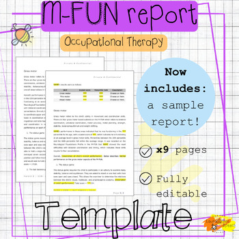 Preview of M-FUN Miller Function and Participation Scales | Assessment report template | OT