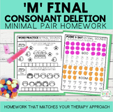 M Final Consonant Deletion Minimal Pairs Homework | Speech