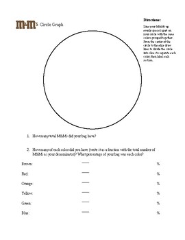 Preview of M&M Circle Graph/Pie Chart ACTIVITY