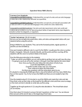 Preview of M&M Equivalent Ratios Activity