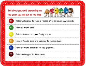 M & M Getting To Know You Activity by KREATE4KIDS BY TONYA | TpT