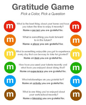 Thanksgiving Gratitude Game, M&M Gratitude Game