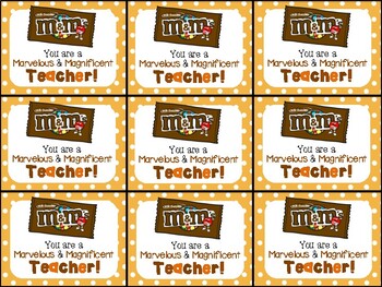 M&M You are a Marvelous and Magnificent Teacher Gift Tag | TpT