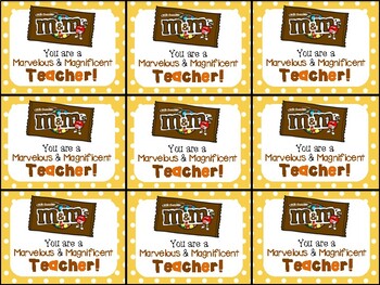 M&M You are a Marvelous and Magnificent Teacher Gift Tag | TPT