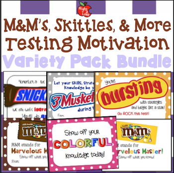 Preview of M&M's, Skittles and More Candy Bars Variety Pack Testing Motivation Tags BUNDLE