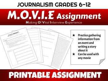 Preview of M.O.V.I.E. Assignment - Yearbook/Journalism/Newspaper Story Writing - Gr. 6-12