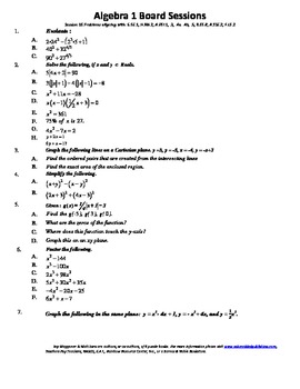 Preview of M. S. Algebra Board Session 16,Common Core,Review,Quiz Bowl,Math Counts
