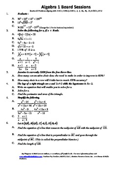 Preview of M. S. Algebra Board Session 20,Common Core,Review,Quiz Bowl,Math Counts