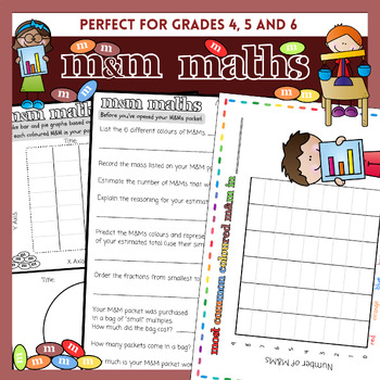 Preview of M and M Maths, Graphs Activities, Fractions, Worksheets, Day, Lesson, AUS UK