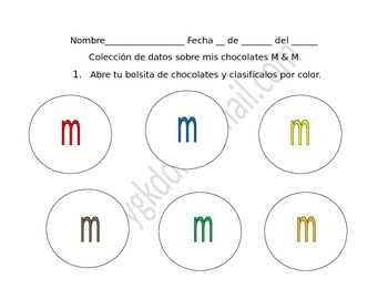 Preview of M and M math (fractions, tally marks, bar graph, pie graph, picture graph)